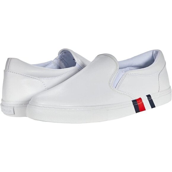 TOMMY Hilfiger BNWOT White Faux Leather Slip On "Leysi" New - Picture 1 of 8